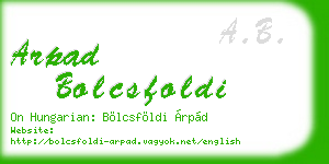 arpad bolcsfoldi business card